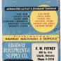 Matchbook Cover Highway Equipment & Safety FW Putney Lincoln Nebraska