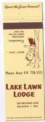 Matchbook Cover Lake Lawn Lodge Delavan Wisconsin