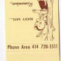 Matchbook Cover Lake Lawn Lodge Delavan Wisconsin