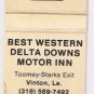 Matchbook Cover Best Western Delta Downs Motor Inn Vinton Louisiana