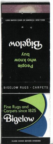 Matchbook Cover Bigelow Rugs Carpets