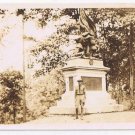 Antique Photo WW2 Era Soldier By Monument