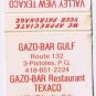 Advertising Matchbook Cover Valley View Texaco Andover NB Gazo Bar Ville Degelis