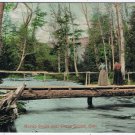Postcard Rustic Scene Ladies Wooden Bridge Over River Near Owen Sound Ontario
