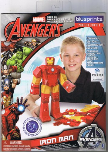 Marvel Avengers Blueprint Paper Craft Iron Man 3D Paper Craft Figure 12&acirc;�� Tall
