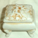 Bisque Footed Trinket Box Small Gemini Twins Cherubs White Gold Marked 207