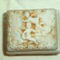 Bisque Footed Trinket Box Small Gemini Twins Cherubs White Gold Marked 207
