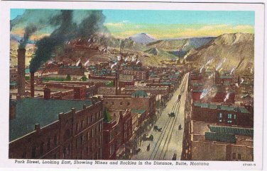Montana Postcard Butte Park St Mines & Rockies Curteich