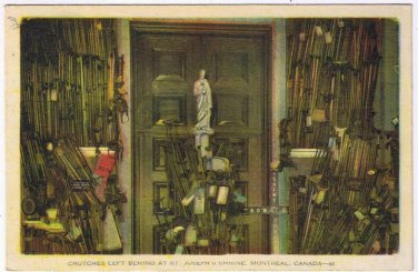 Quebec Postcard Montreal Crutches Left At St Joseph's Shrine 1944