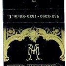 Matchbook Cover The Artful Dodger Mad Marys Saskatoon SK