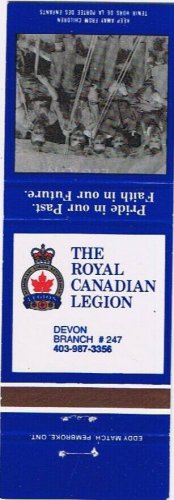 Ontario Matchbook Cover Devon Royal Canadian Legion Branch 247 Soldiers At Tent