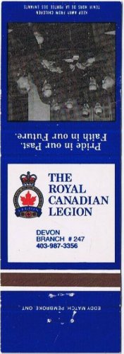 Ontario Matchbook Cover Devon Royal Canadian Legion Branch 247 War Services
