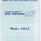 Matchbook Cover Washington Bank & Trust Louisiana Drive In