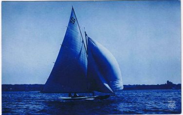 Holland Netherlands Postcard Delft Sailboat Blue