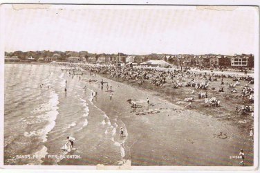 Postcard Sands From Pier Paignton Bathers On Beach United Kingdom