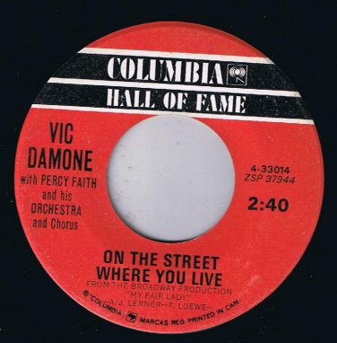 Vic Damone Percy Faith Orchestra On The Street Where You Live 45 rpm Gigi