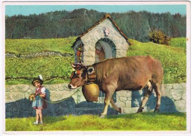 Liechtenstein Postcard Baroness Ludmila von Falz-Fein Leading Champion Cow