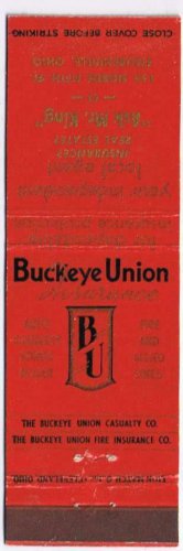 Matchbook Cover Ask Mr King Steubenville Ohio Buckeye Union Insurance