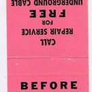 Matchbook Cover Free Underground Cable Locating Pacific Telephone