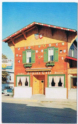 Wisconsin Postcard New Glarus Alpine Cafe Swiss American