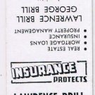 Matchbook Cover Lawrence Brill Agency Insurance George Brill