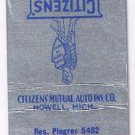Matchbook Cover Chris H Hill Insurance Agency Detroit Michigan