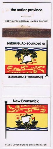 Matchbook Cover New Brunswick The Action Province Flag Canada