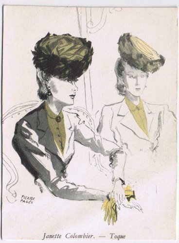 France Postcard Janette Colombier Toque Hats Pierre Pages