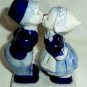 Vintage Hand Painted Delft Blue Holland Kissing Couple Boy Girl Figurine # 755