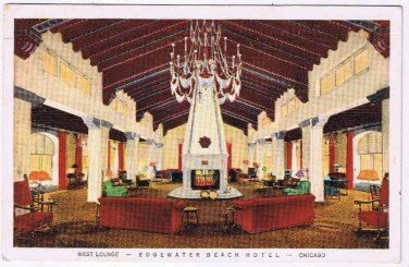 Illinois Postcard Edgewater Beach Hotel Chicago West Lounge