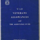 Canada War Veterans Allowance Act & Assistance Fund  1961