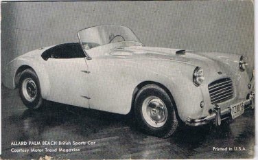 Allard Advertising Card Allard Palm Beach British Sports Car Arcade Card A