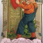Vintage 3-D Fold Out Germany Valentines Day Card Boy Nailing Heart To Door