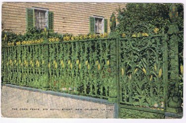 Louisiana Postcard New Orleans Corn Fence Royal Street