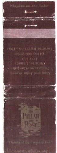 Ontario Matchbook Cover Niagara On The Laske Pillar & Post Inn