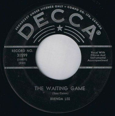 Brenda Lee The Waiting Game 45 rpm Think Canadian Pressing