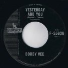 Bobby Vee Yesterday & You 45 rpm Never Love A Robin Canadian Pressing