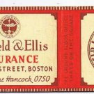 Matchbook Cover Fairfield & Ellis Insurance Boston MA