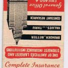 Matchbook Cover W L Ladley Sons Insurance Pittsburgh Pennsylvania Continental