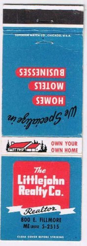 Matchbook Cover The Littlejohn Realty Insurance Company Colorado Springs CO