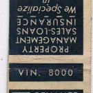 Matchbook Cover Sexauer & Krueger Insurance New York
