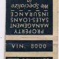Matchbook Cover Sexauer & Krueger Insurance New York