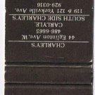 Matchbook Cover Charleys Carlyle Southside Charleys Yorkville Toronto Ontario