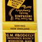 Matchbook Cover George M Abodeely Insurance Worcester Springfield Massachusetts