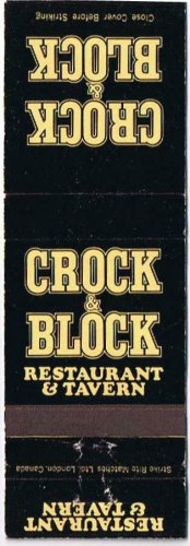 Matchbook Cover Crock & Block Restaurant & Tavern Ontario