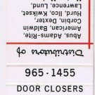 Matchbook Cover A T Jones & Son Door Closers Locks Detroit Michigan