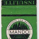 Matchbook Cover Mando Minnesota Ontario Paper Company Insulite