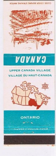 Matchbook Cover Upper Canada Village Ontario