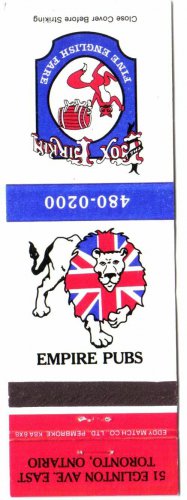Matchbook Cover The Fox & Firkin Toronto Empire Pubs Ontario
