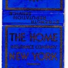 Matchbook Cover The Home Insurance Company New York Fire Marine Automobile